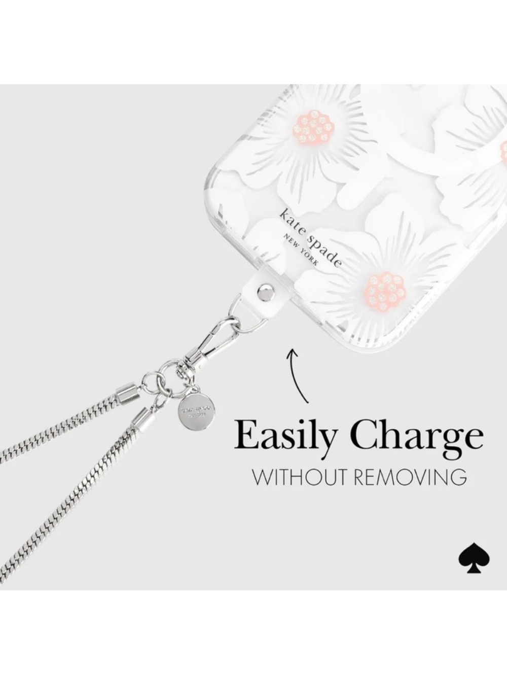 Kate Spade Silver Phone Crossbody Chain Strap